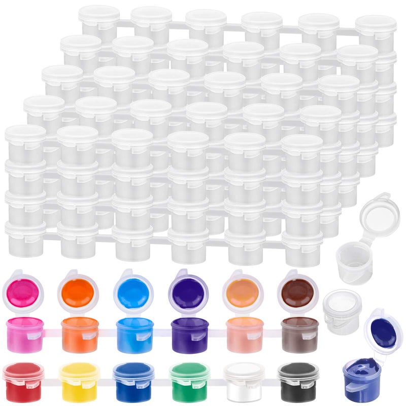 Caffox 240-Piece Empty Paint Pot  40 Strips Acrylic Mini Paint Container Strip Storage with Lid for Classrooms  School Art & Crafts 3ml/ 0.1oz - Image 3